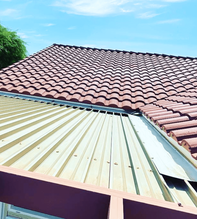 residential roof with tile installation