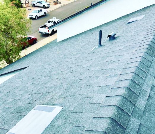 Residential roofing installation with shingle install